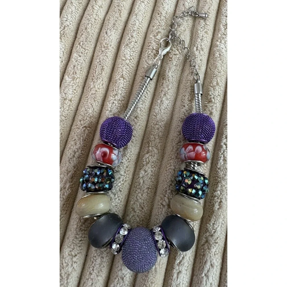 European‎ Bracelet Charms Beads Glass Sliders Spacers Purple